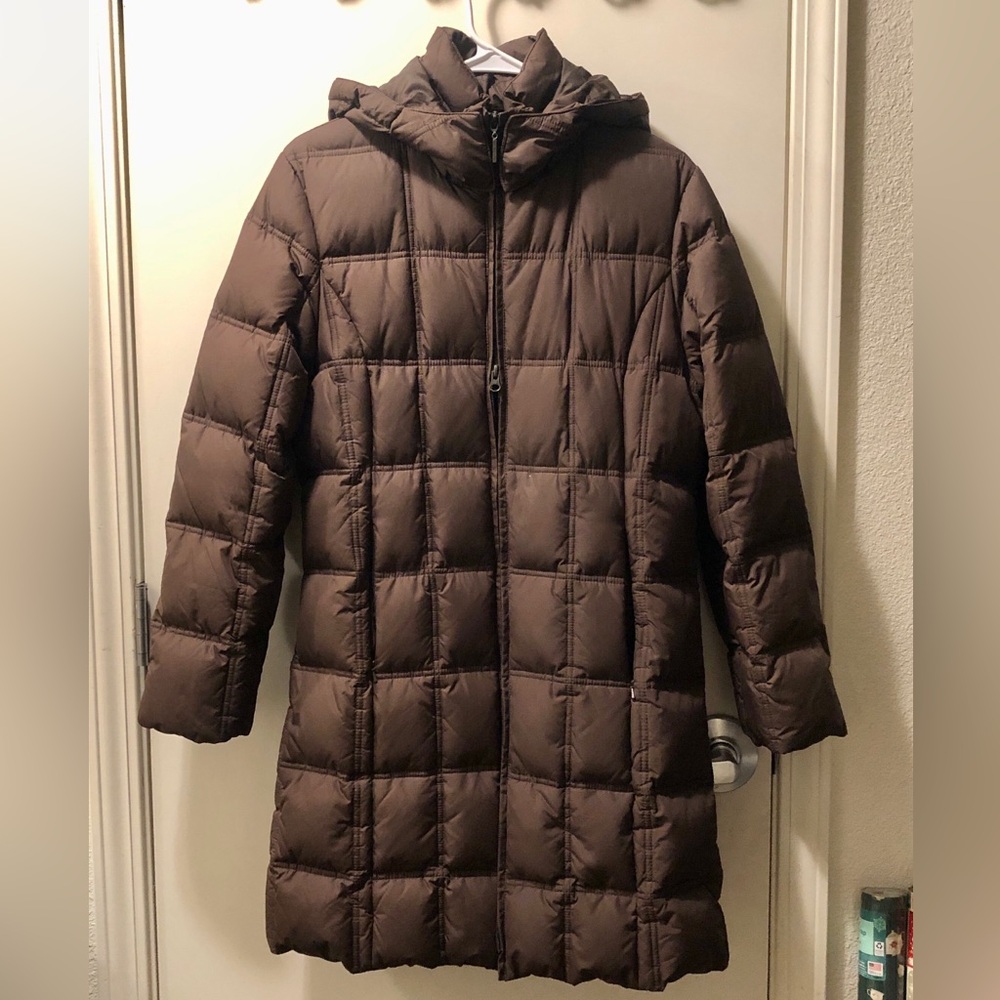 WEATHERPROOF-Feather-Down filled Brown Quilted Coat w/ detachable hood